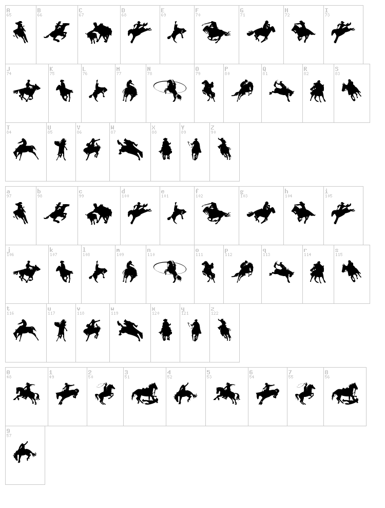 Cowboy font map