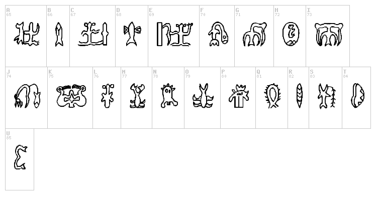 RongoRongo Glyphs font map